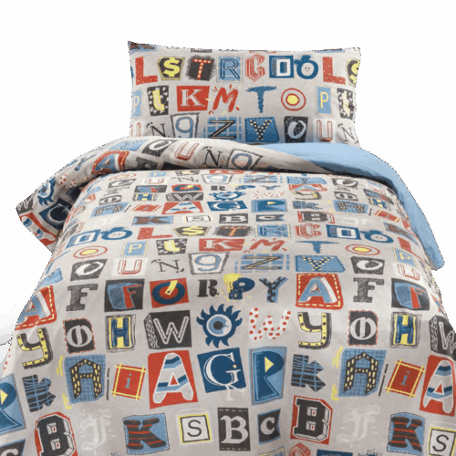 Completo copripiumino Gabel WORDS GRIGIO