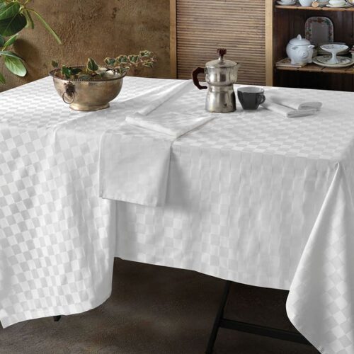 Tovaglia tavola con tovaglioli Vallesusa DAMIER  TORTORA