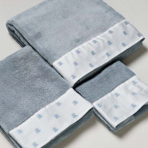 Coppia spugna asciugamano+ospite Mastro Raphael API SATIN CELESTE