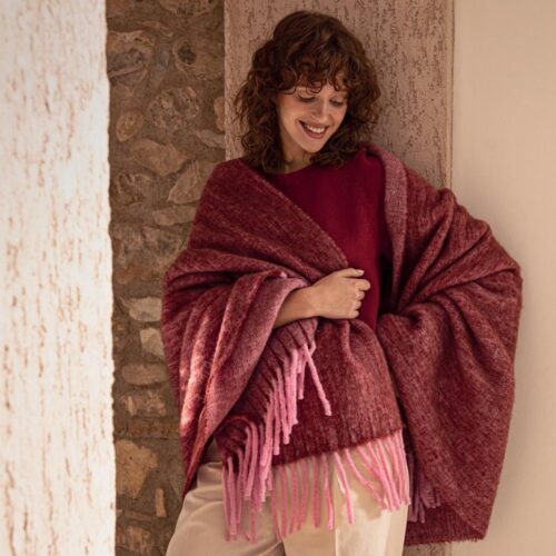 Plaid Fazzini CROMATISMI BURGUNDY-FUXIA