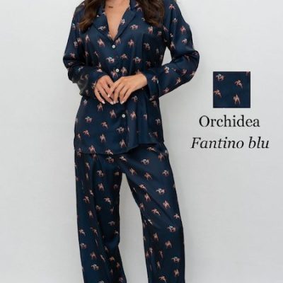 Pigiama donna lungo Filo D'angelo FANTINO BLU