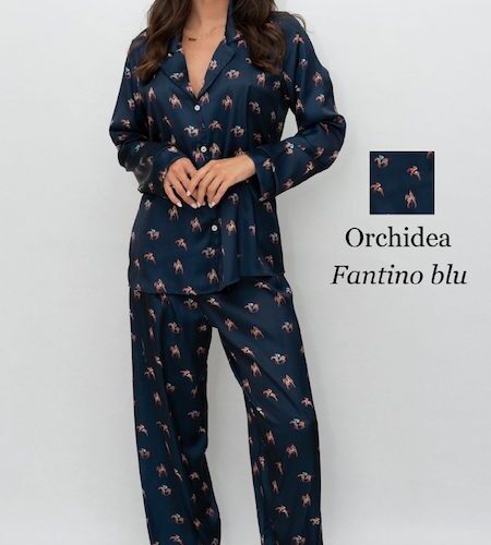 Pigiama donna lungo Filo D'angelo FANTINO BLU