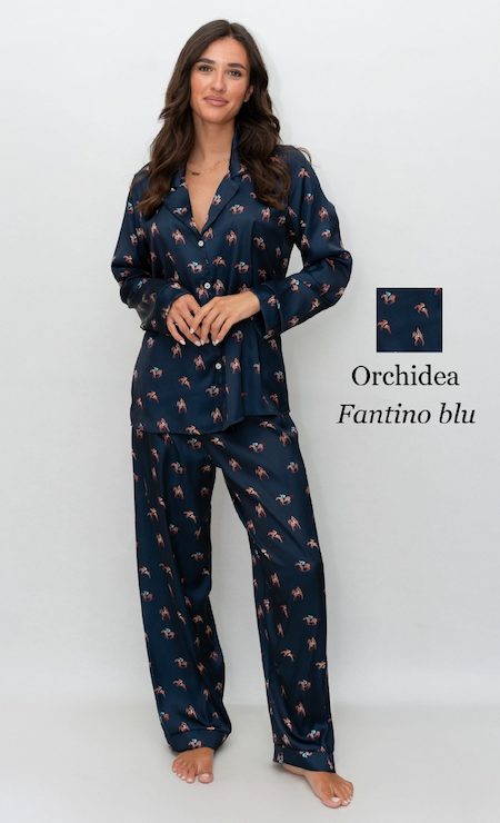 Pigiama donna lungo Filo D'angelo FANTINO BLU
