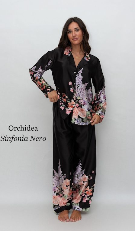 Pigiama donna lungo Filo D'angelo SINFONIA NERO