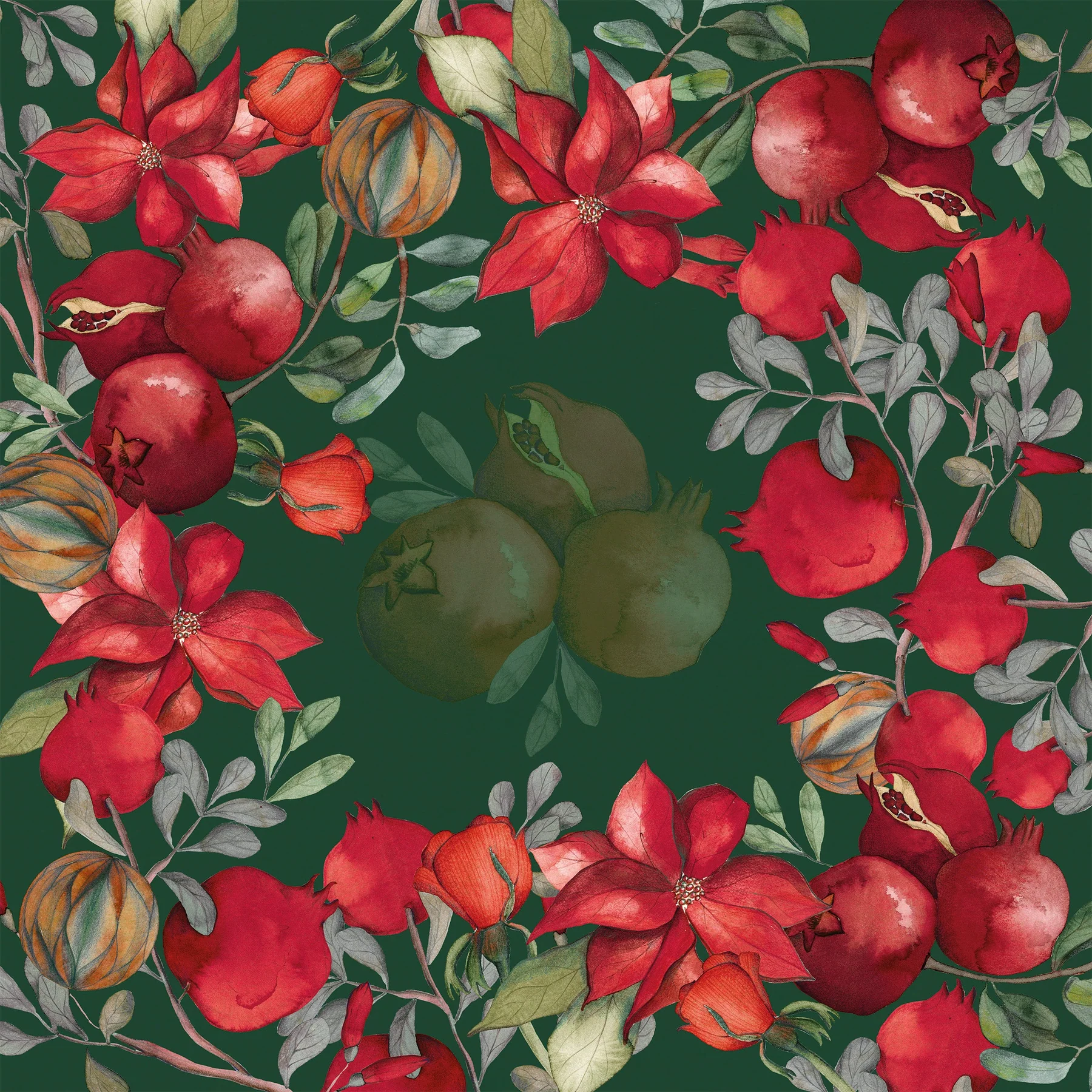 Tovaglia tavola 110X110 cm The Napking GRENADE VERDE - immagine 2