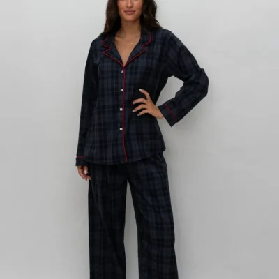 Pigiama donna lungo Filo D'angelo SCOZZESE BLU