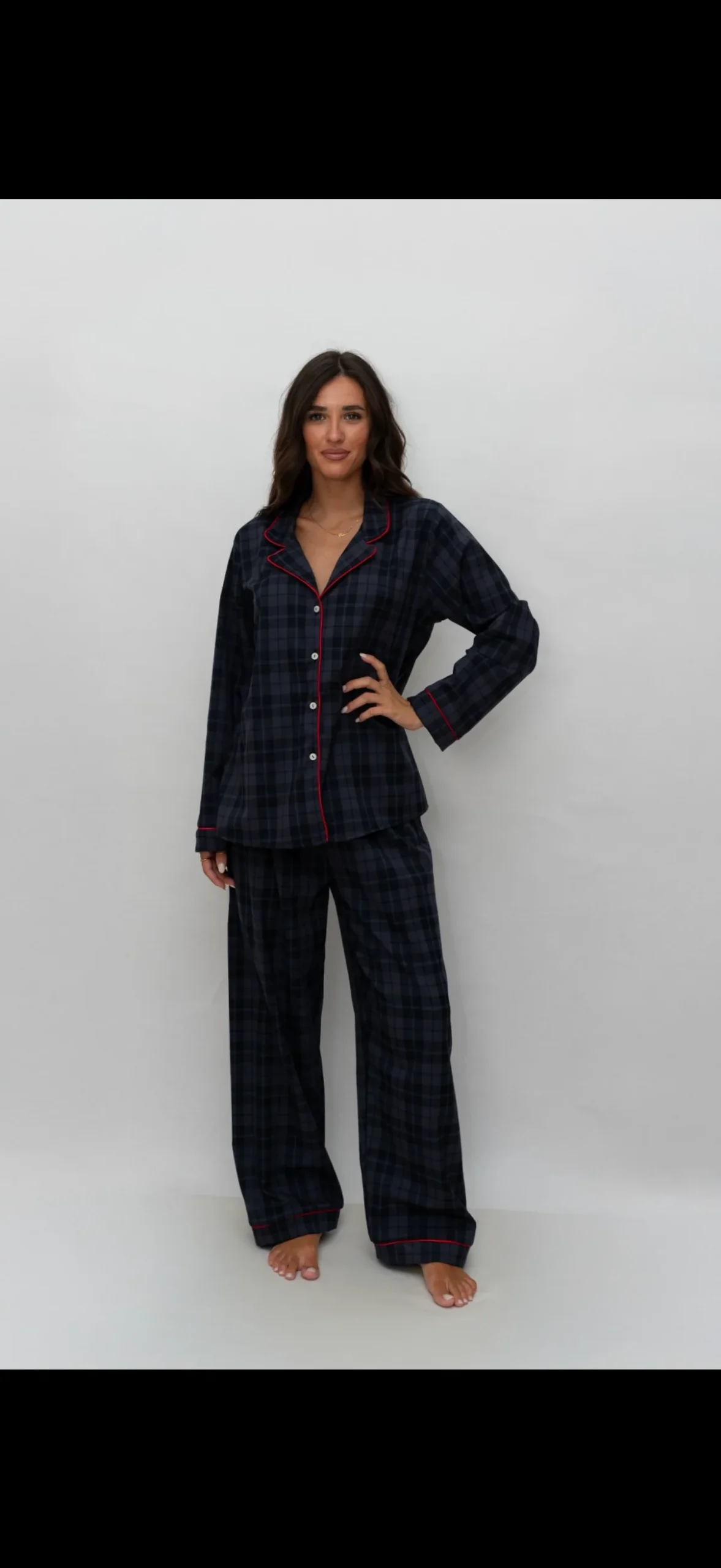 Pigiama donna lungo Filo D'angelo SCOZZESE BLU